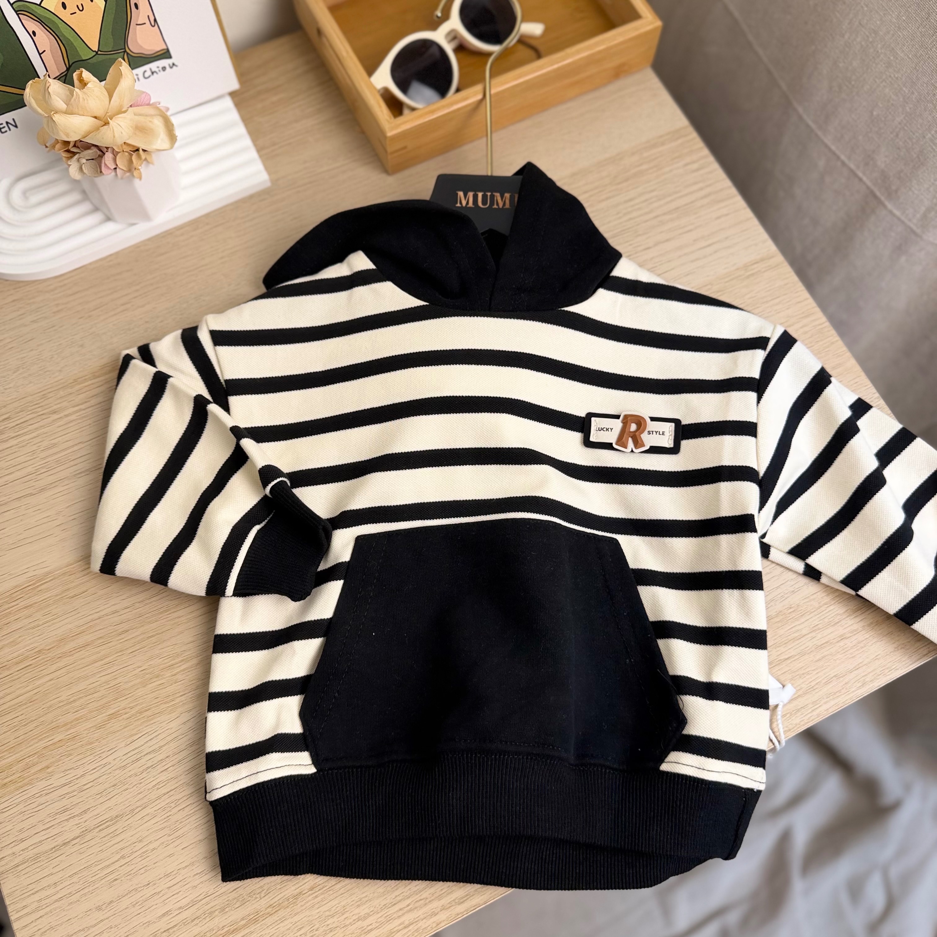 【MUMU現貨】「90-130」條紋帽Ｔ