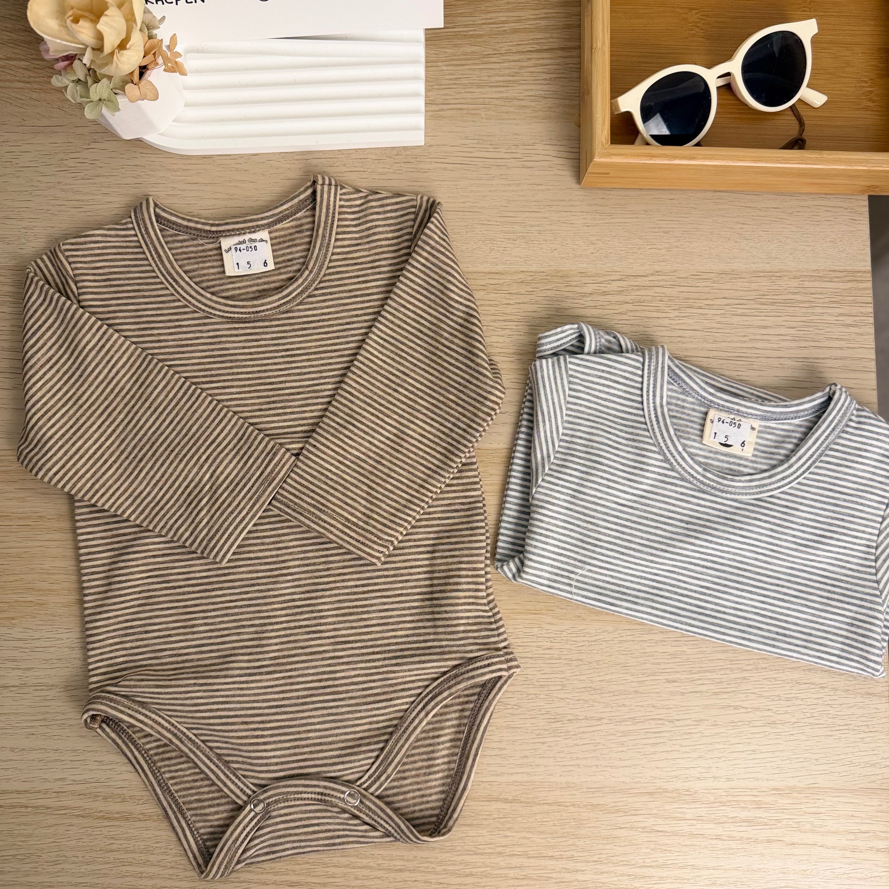 【MUMU現貨】「66-90」寶寶細條紋發熱包屁衣