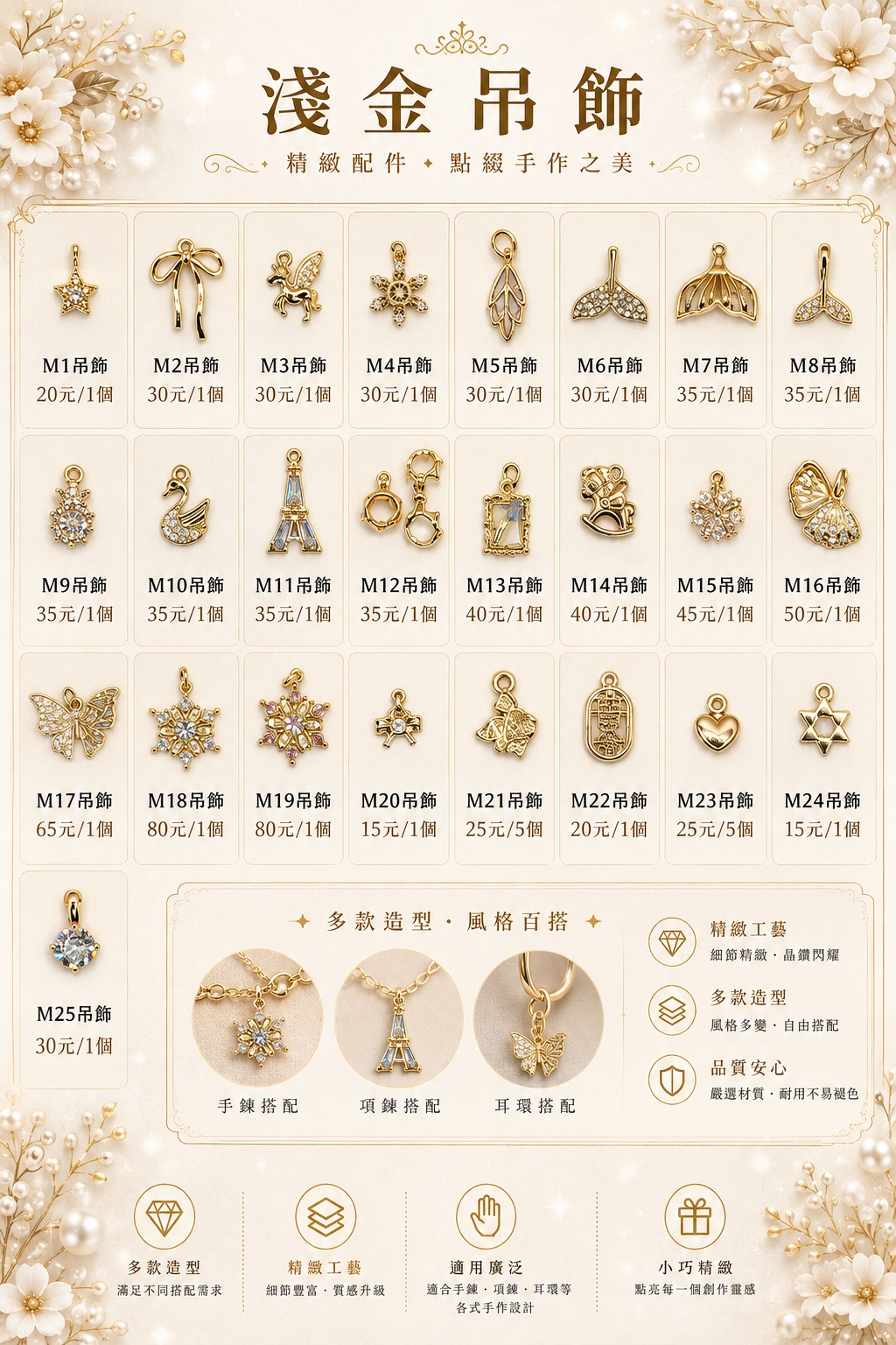淺金吊飾 M1~M25