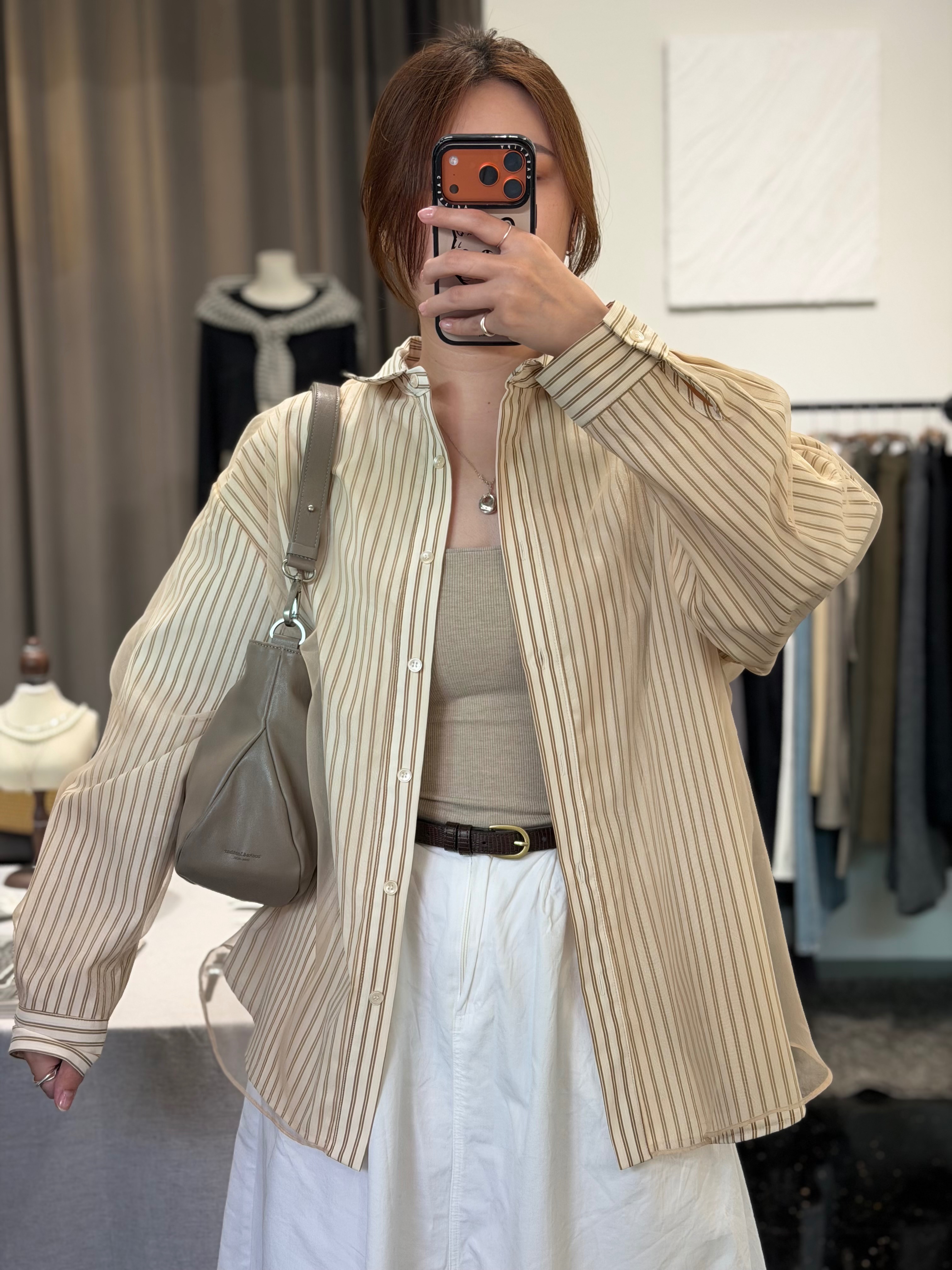 【預購】🇰🇷正韓Oversize雙層透紗直紋襯衫