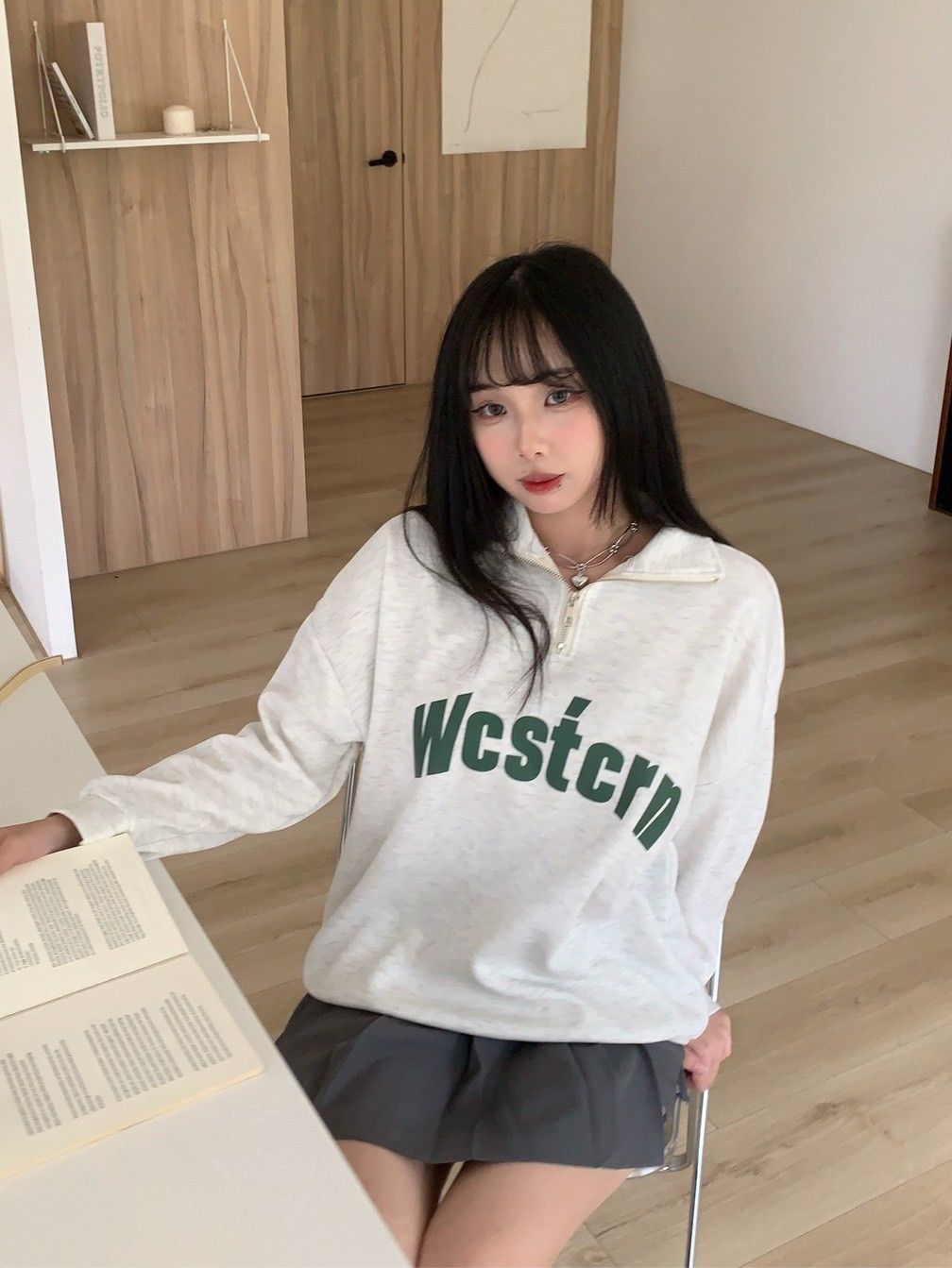 Velpro 現貨｜美式印花翻領半拉鍊大學T