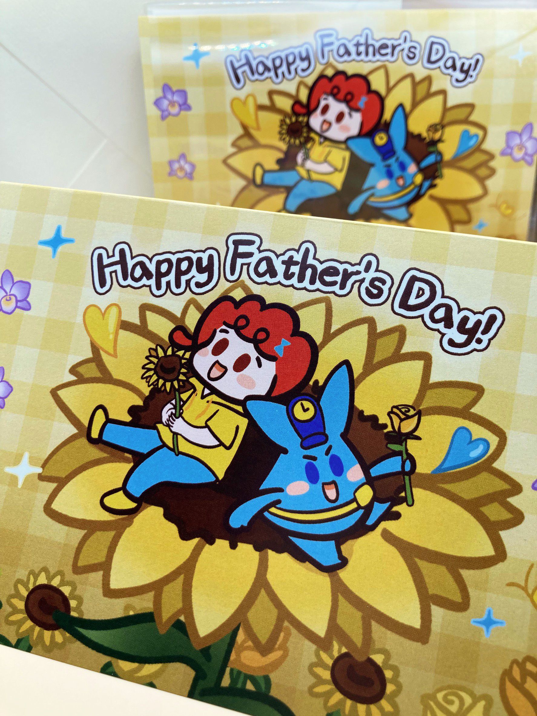 【緩緩前進】父親節卡片 對折祝福卡 向日葵插畫 附信封