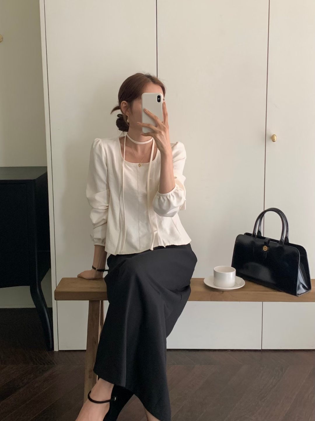 正韓🇰🇷質感方領襯衫套裝 溫柔職場穿搭首選