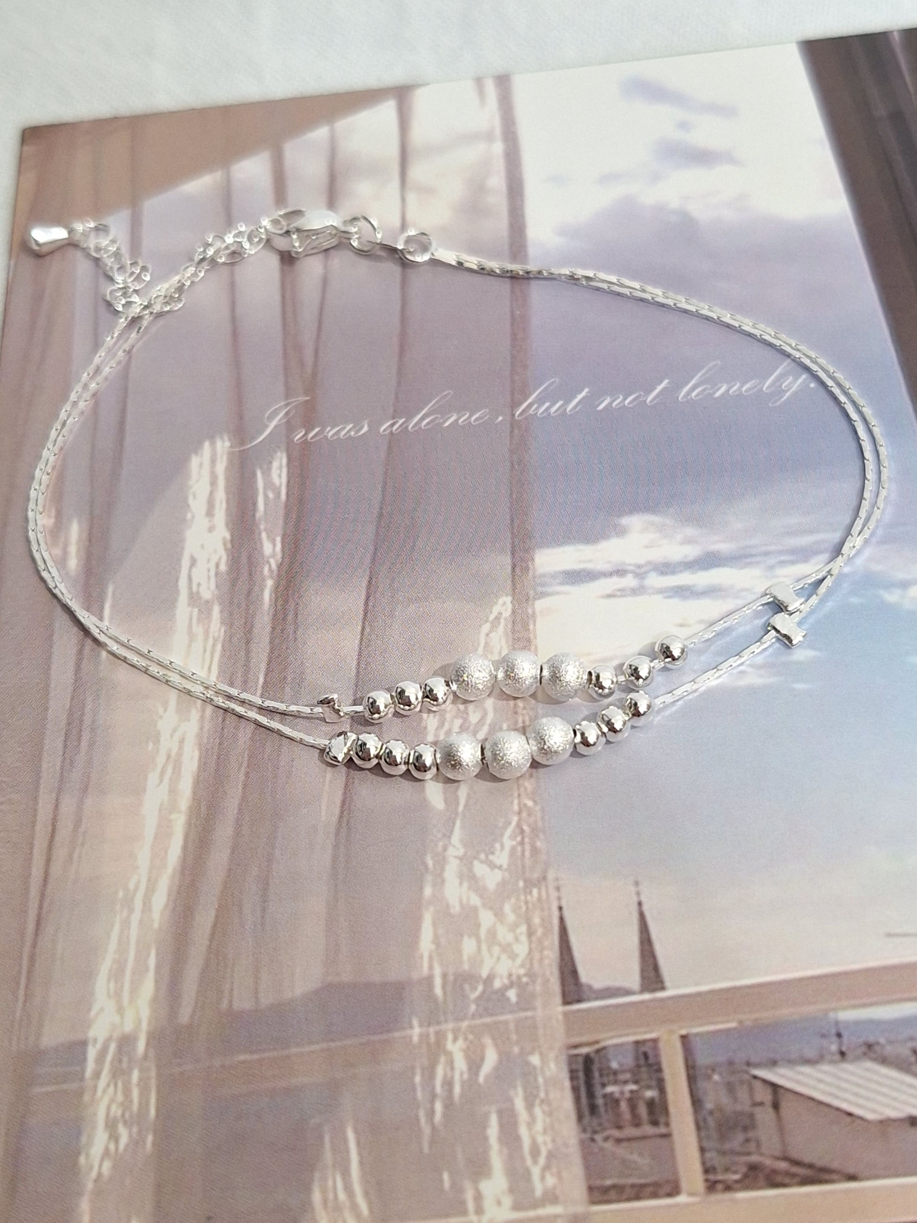 《925銀》韓系雙層流沙圓珠手/腳鍊