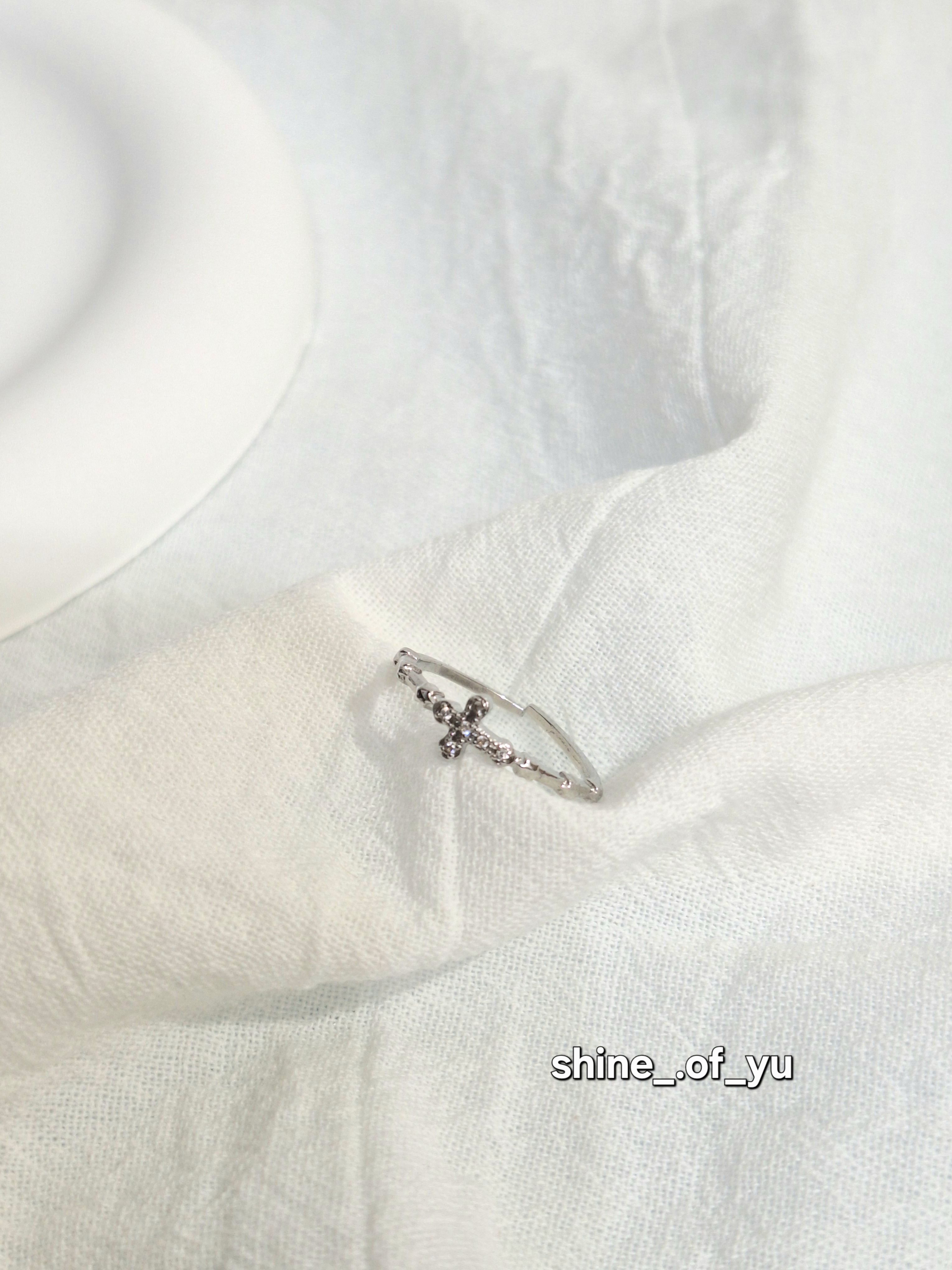 韓系十字架鑲鑽戒指