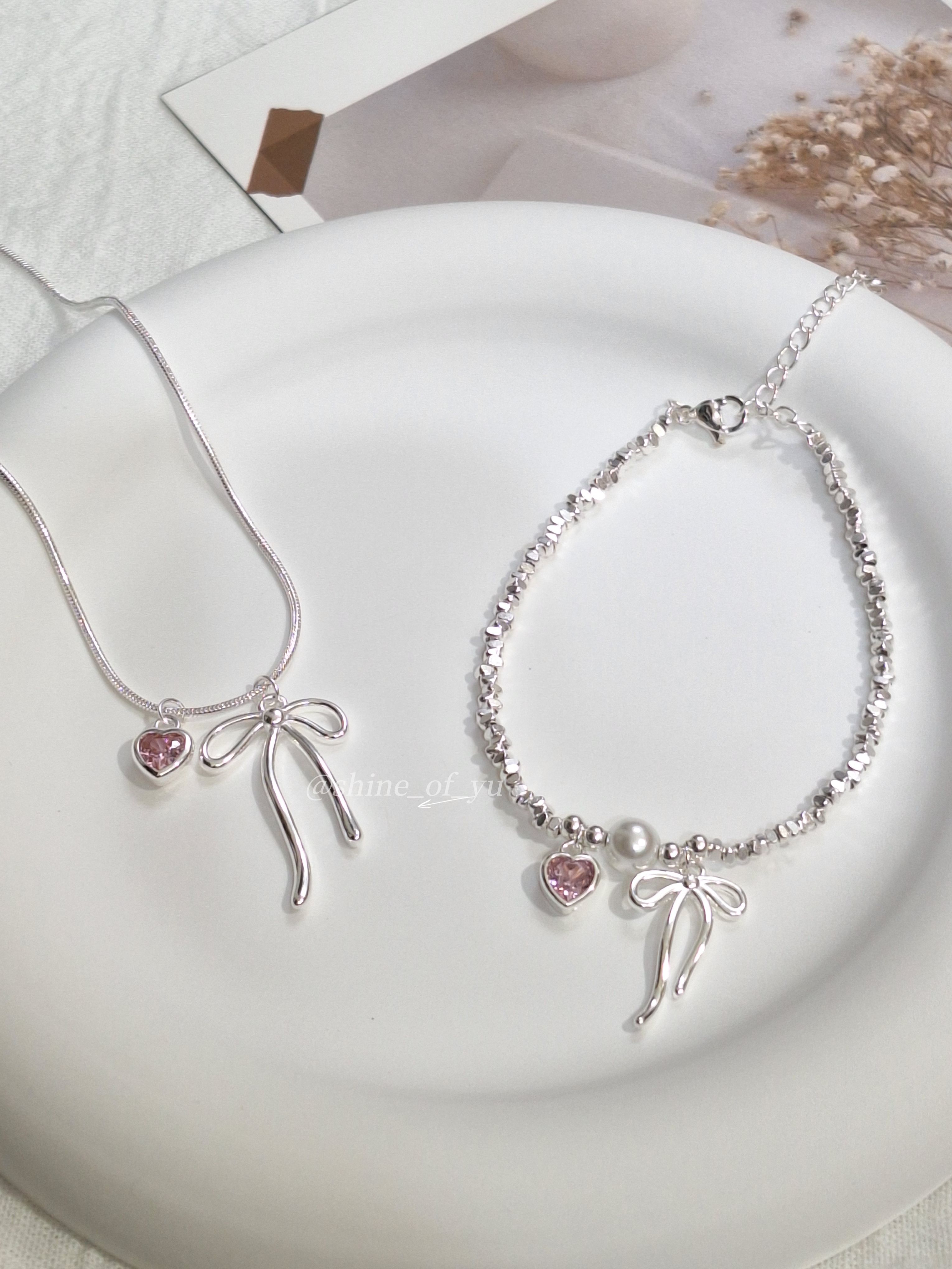 《925銀》韓系碎銀愛心蝴蝶結🎀