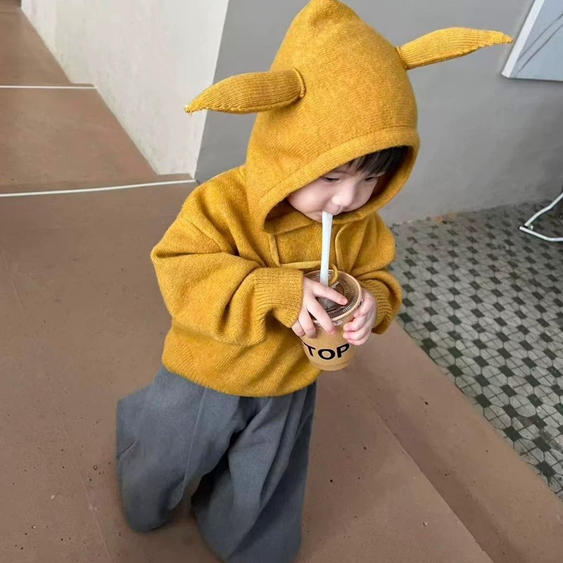 小惡魔連帽毛衣+毛呢寬褲