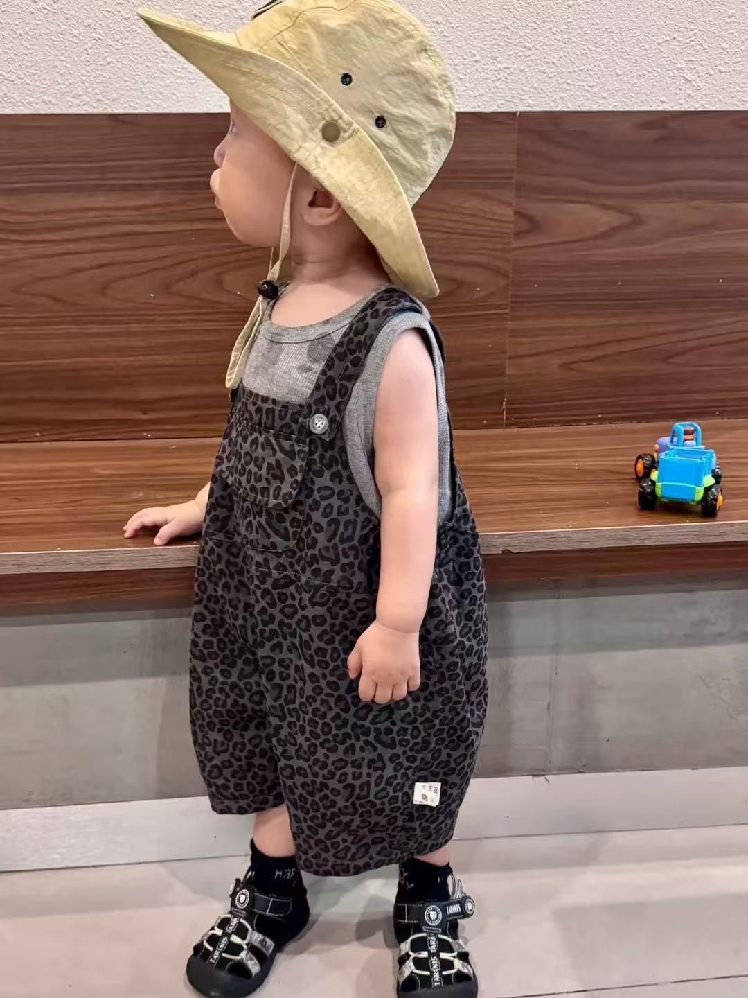 豹紋套裝/背心上衣/吊帶豹紋褲 尺寸：73-100cm