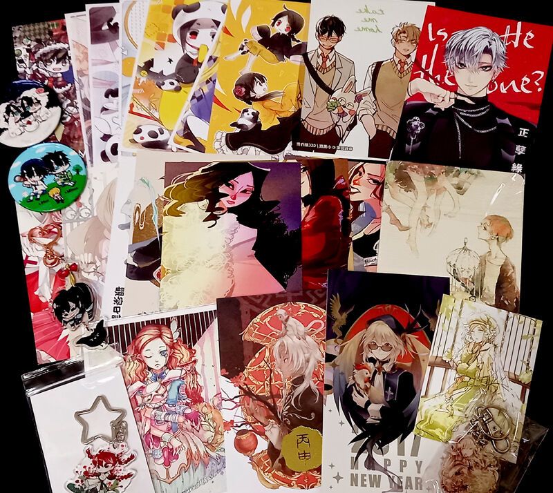 【原創大禮包】原創漫畫插畫混合13本+明信片X30+徽章吊飾X5