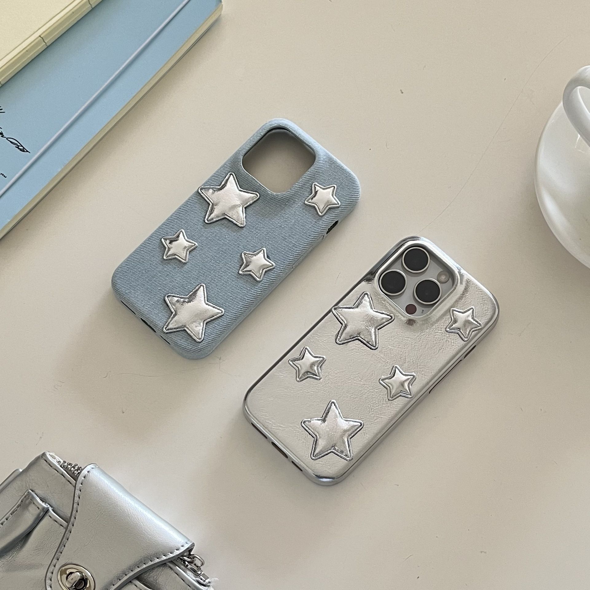 11 p.m.| ins時髦立體星星 牛仔星星 皮質星星 iPhone手機殼（14-17）