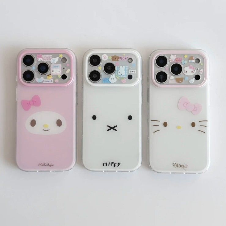 11 p.m.| ins可愛萌萌 霧面磨砂 米菲兔美樂蒂凱蒂貓 鏡頭插圖iPhone手機殼（14-17，13/14通用）