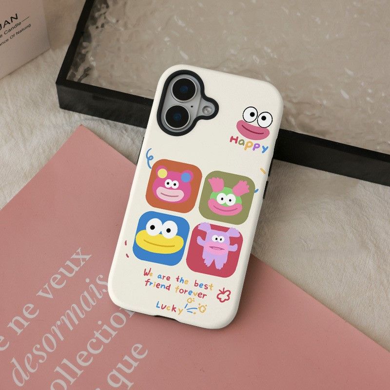 11 p.m.| 醜萌表情可愛香腸嘴四格插圖二合一 磁吸支架iPhone手機殼（11-17，有plus/air/16e）