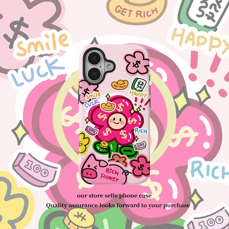 11 p.m.| 趣味搞怪 笑臉有錢花插圖 二合一 磁吸支架iPhone手機殼（11-17，有plus/air/16e）