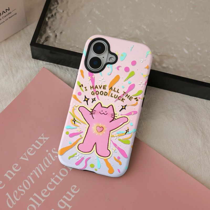 11 p.m.| 可愛粉色好運貓咪 磁吸支架二合一iPhone手機殼（11-17，11pro/plus/16e/air）