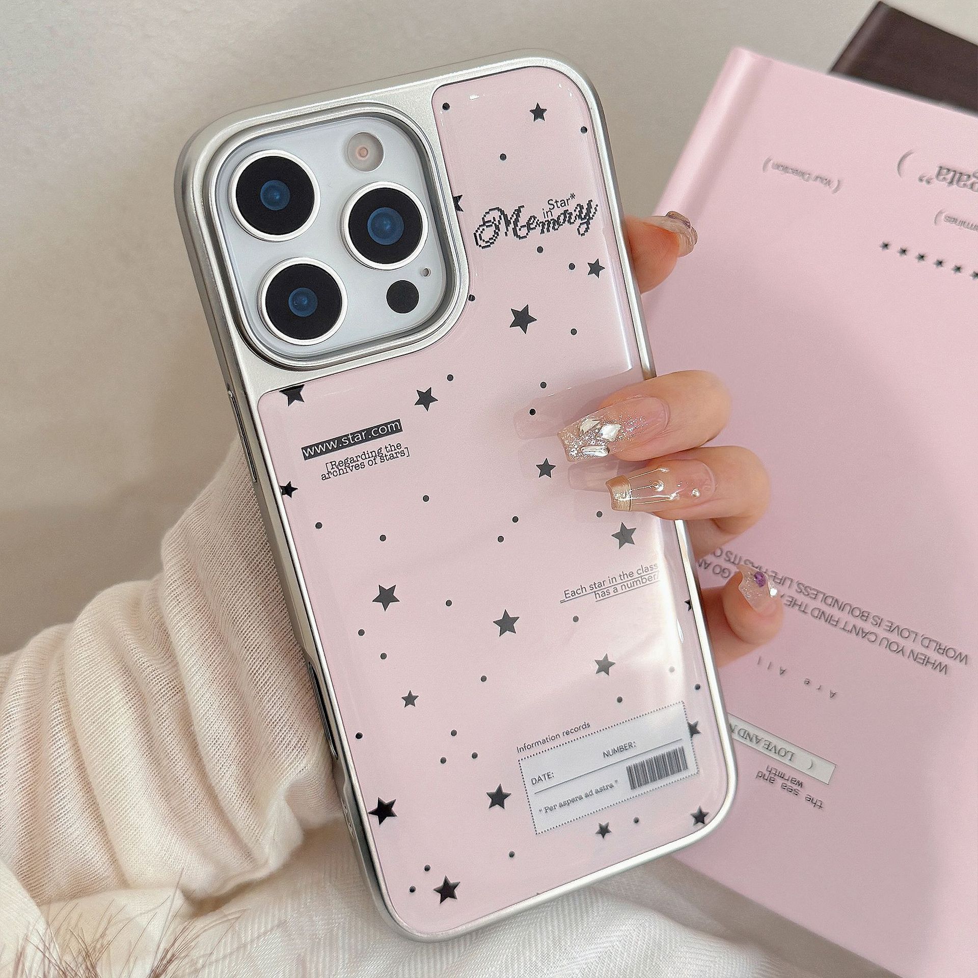 11 p.m.| ins溫柔粉色星星 電鍍銀邊iPhone手機殼（11-17，plus/air）