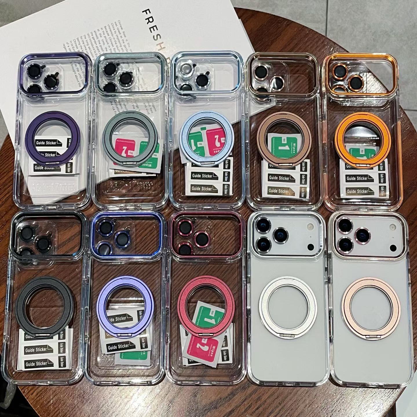 11 p.m.| 10色~極簡質感透明360度支架 磁吸防摔iPhone手機殼（11-17，plus/air）