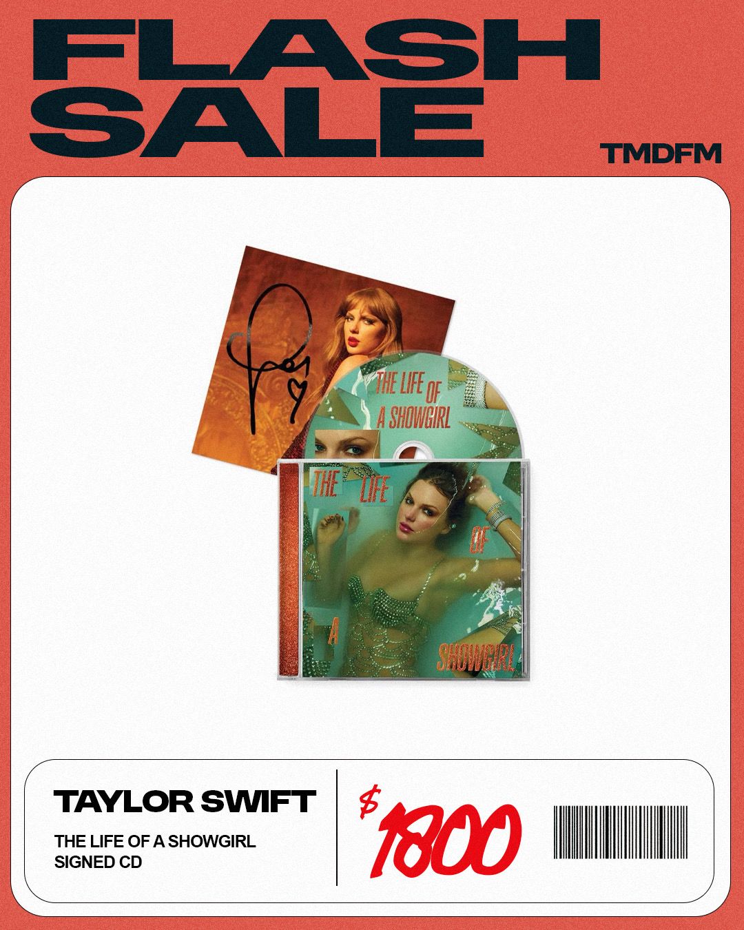 Taylor Swift【 The Life Of A Showgirl 】親筆簽名CD（版本3）