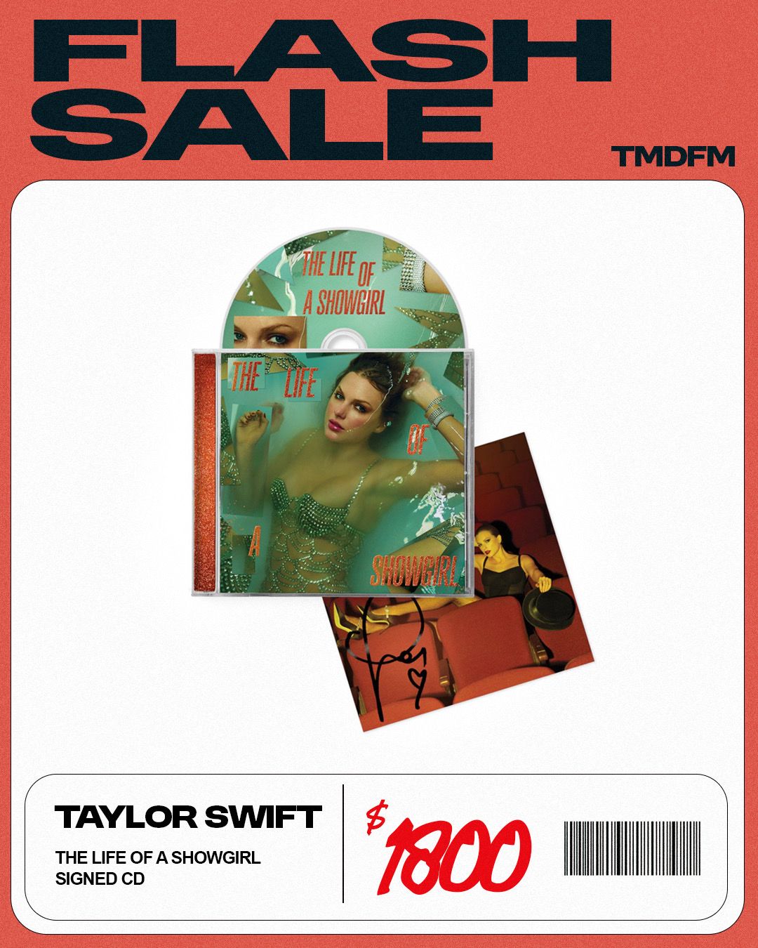 Taylor Swift【 The Life Of A Showgirl 】親筆簽名CD（版本4）