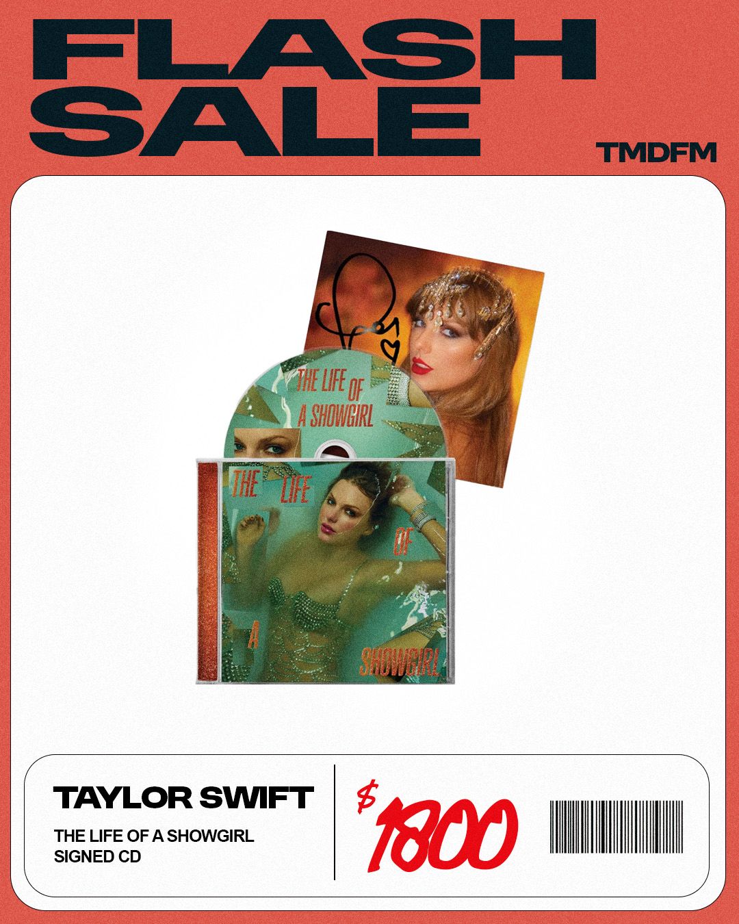 Taylor Swift【 The Life Of A Showgirl 】親筆簽名CD（版本1）