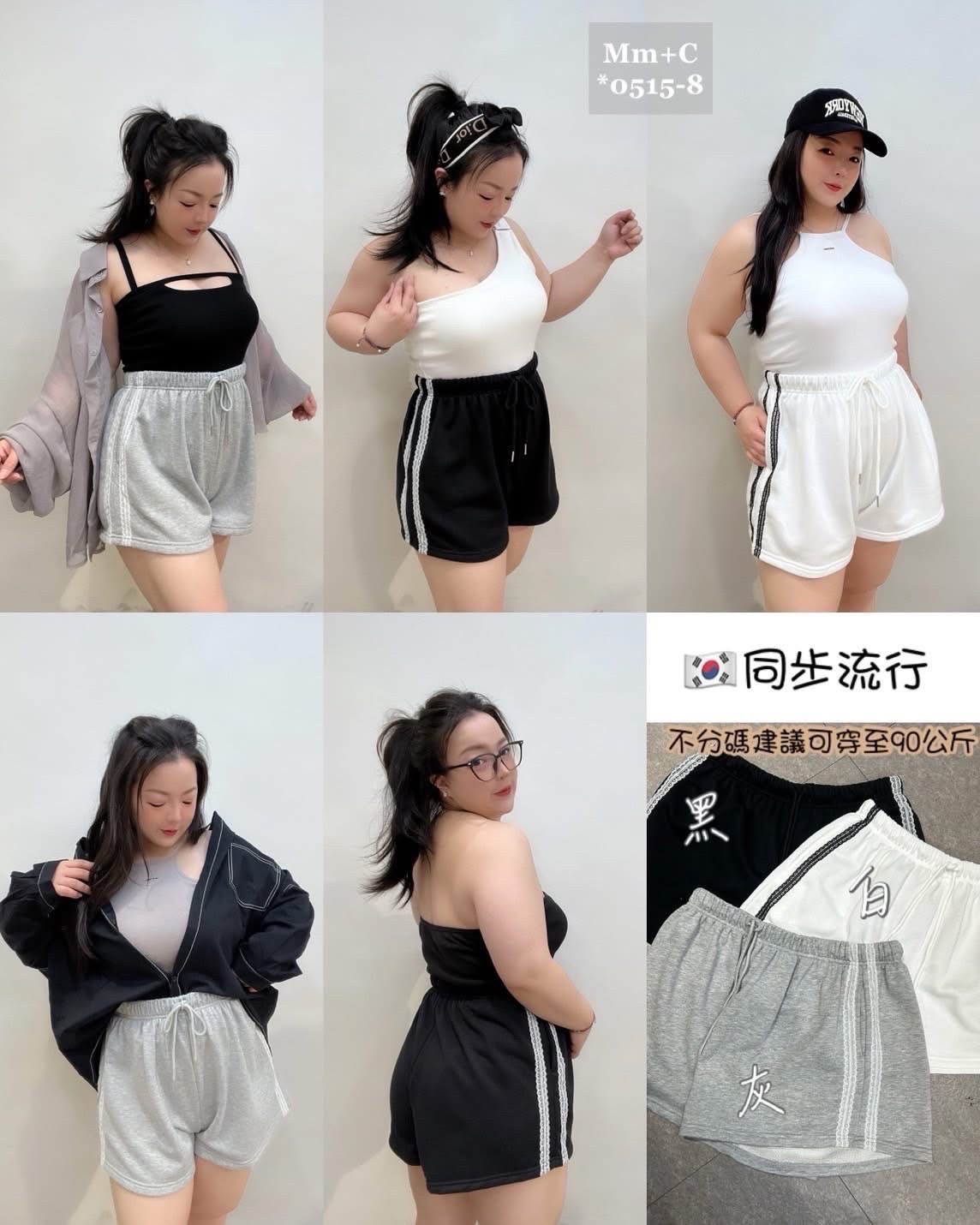 大尺碼｜蕾絲邊條抽繩短褲