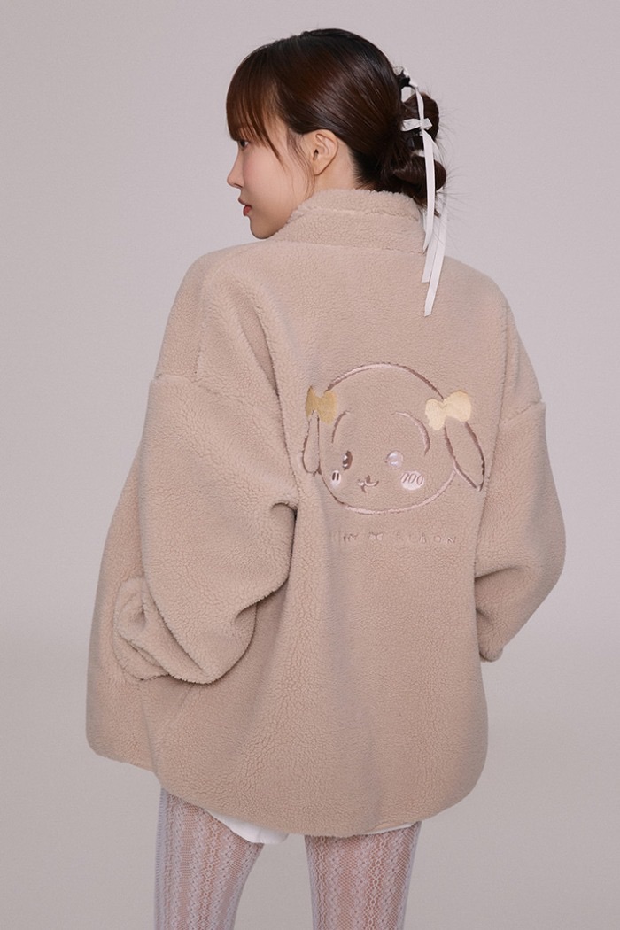 烏薩奇 SPAO 緞帶款抓絨外套