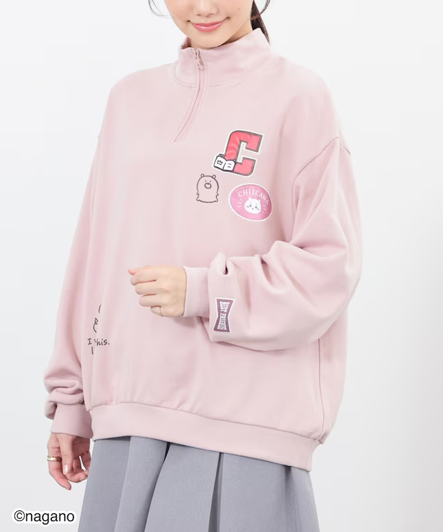 拉鍊領長袖上衣/吉伊