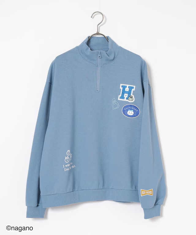 拉鍊領長袖上衣/小八