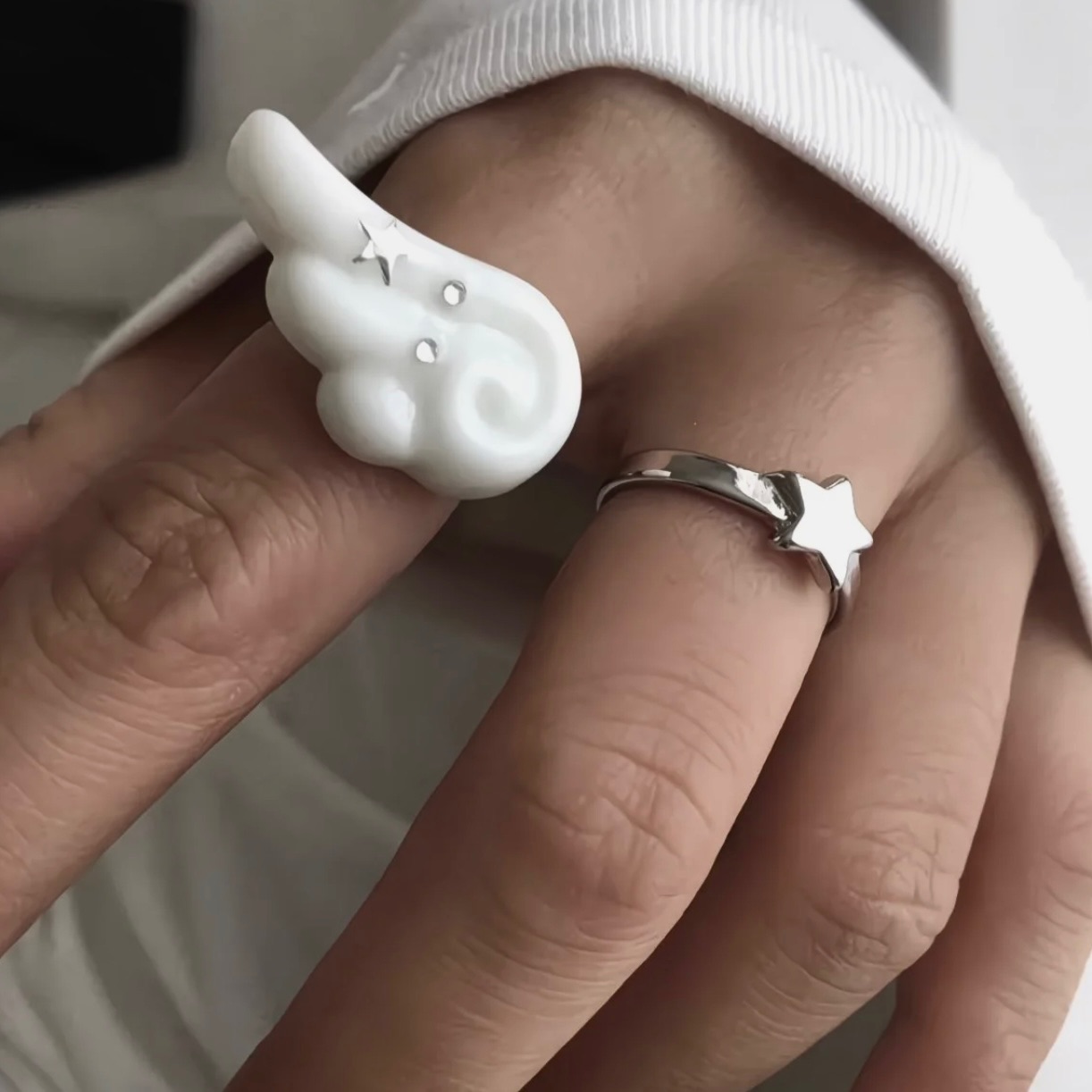 ☆輕亞翅膀水鑽 ＆ 星星戒指 🪽💫