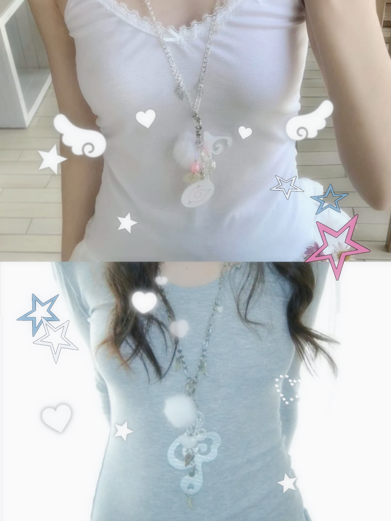 古早天使翅膀毛絨掛件項鍊