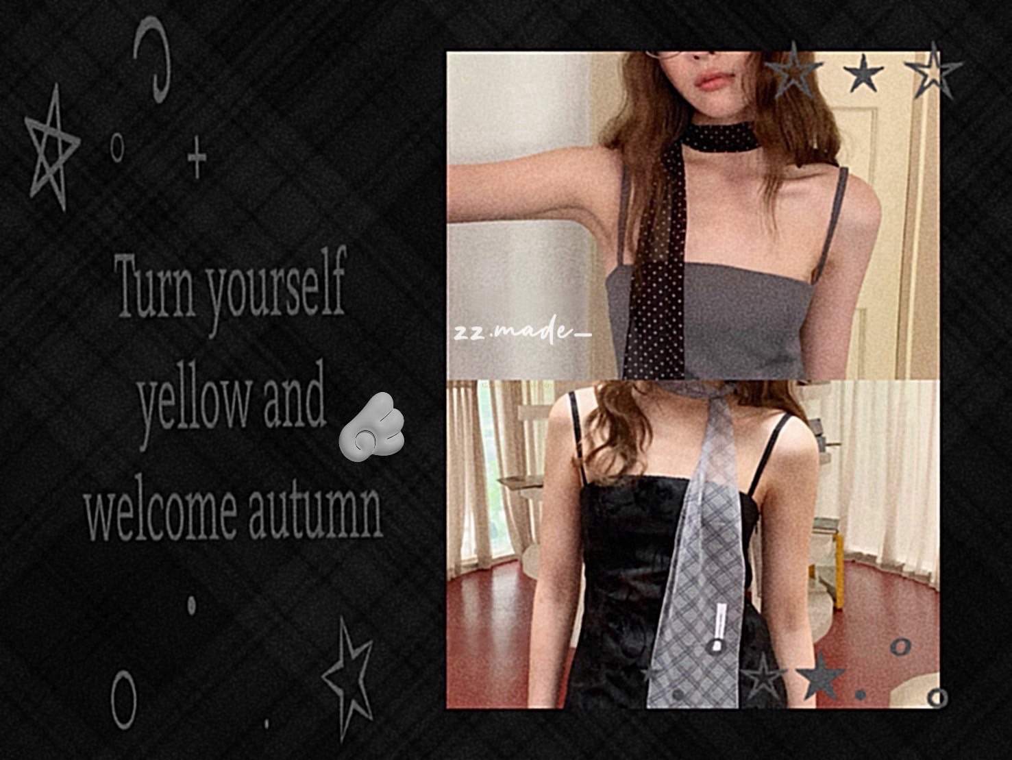 韓系氛圍穿搭必備薄絲巾✨🖤