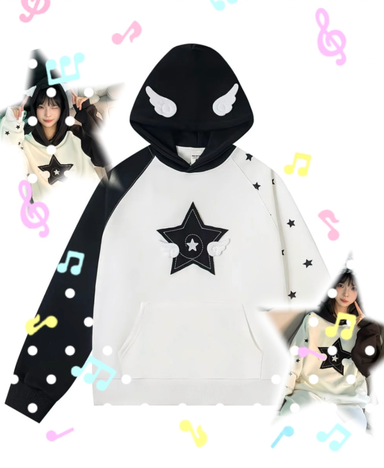 y2k星星翅膀連帽衛衣