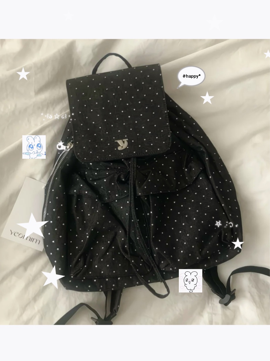 韓系簡約波點後背包