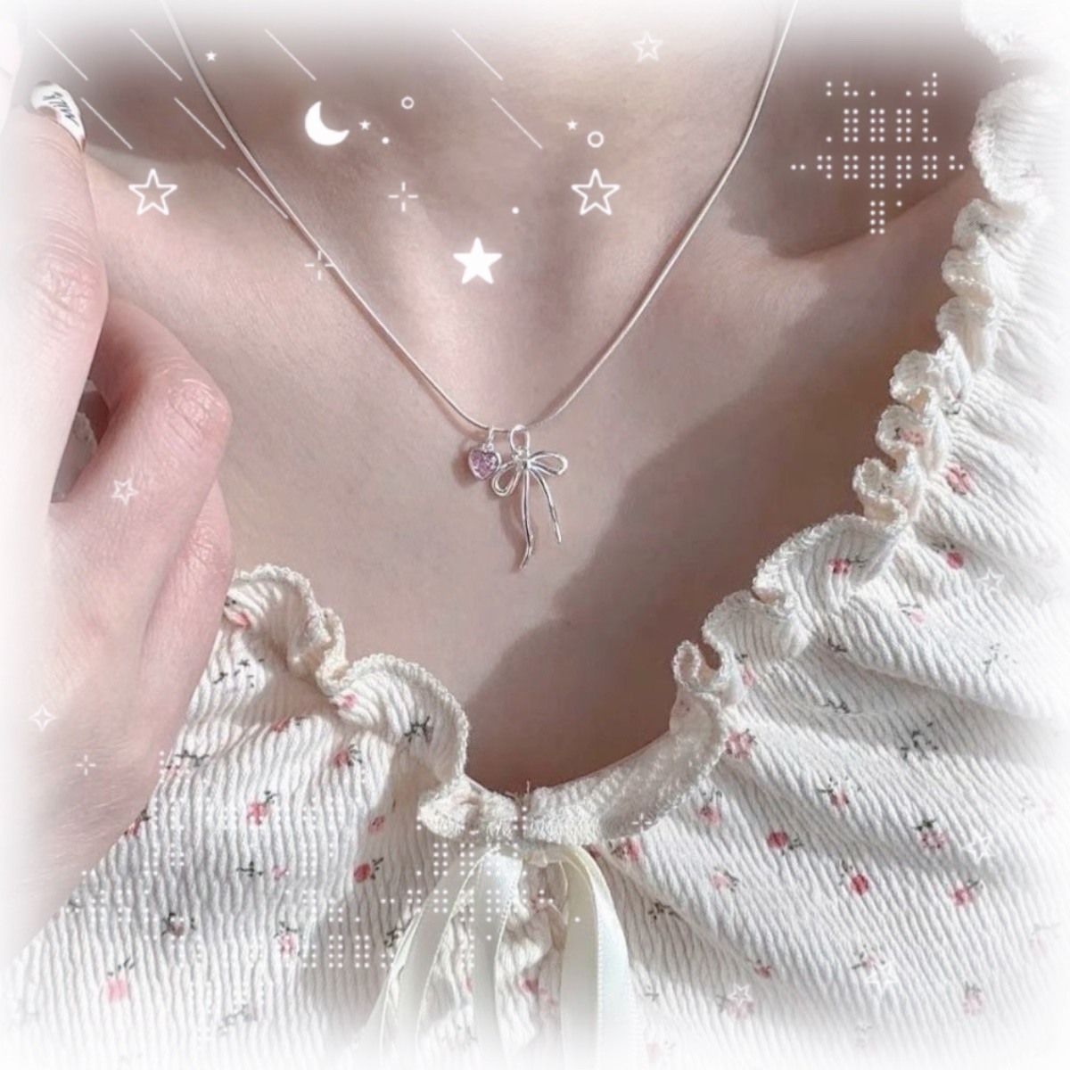 氣質蝴蝶結愛心水鑽項鍊🎀