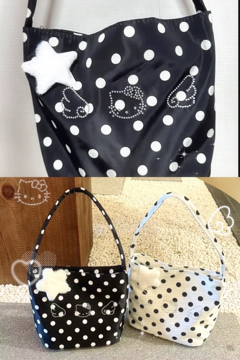 韓系波點翅膀kitty小眾拉鏈手提包/2色