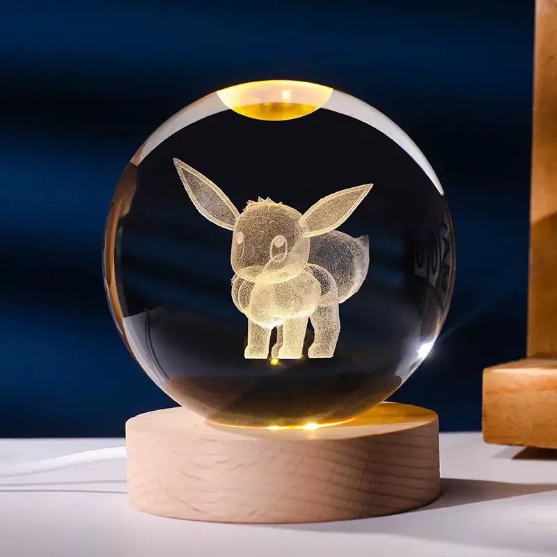 寶可夢3D打印水晶燈療愈舒壓小物球形小桌燈擺件水晶伊布小擺件送男女朋友聖誕節生日禮物🎁