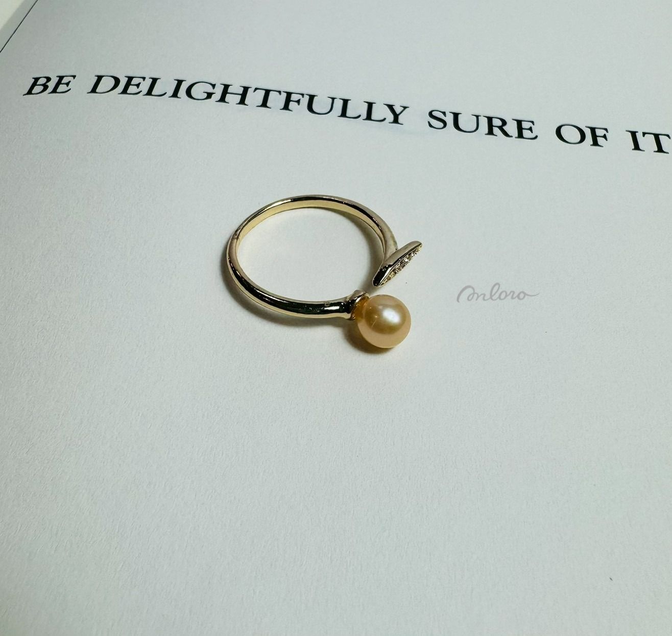 金色耳語 · 香檳珍珠戒