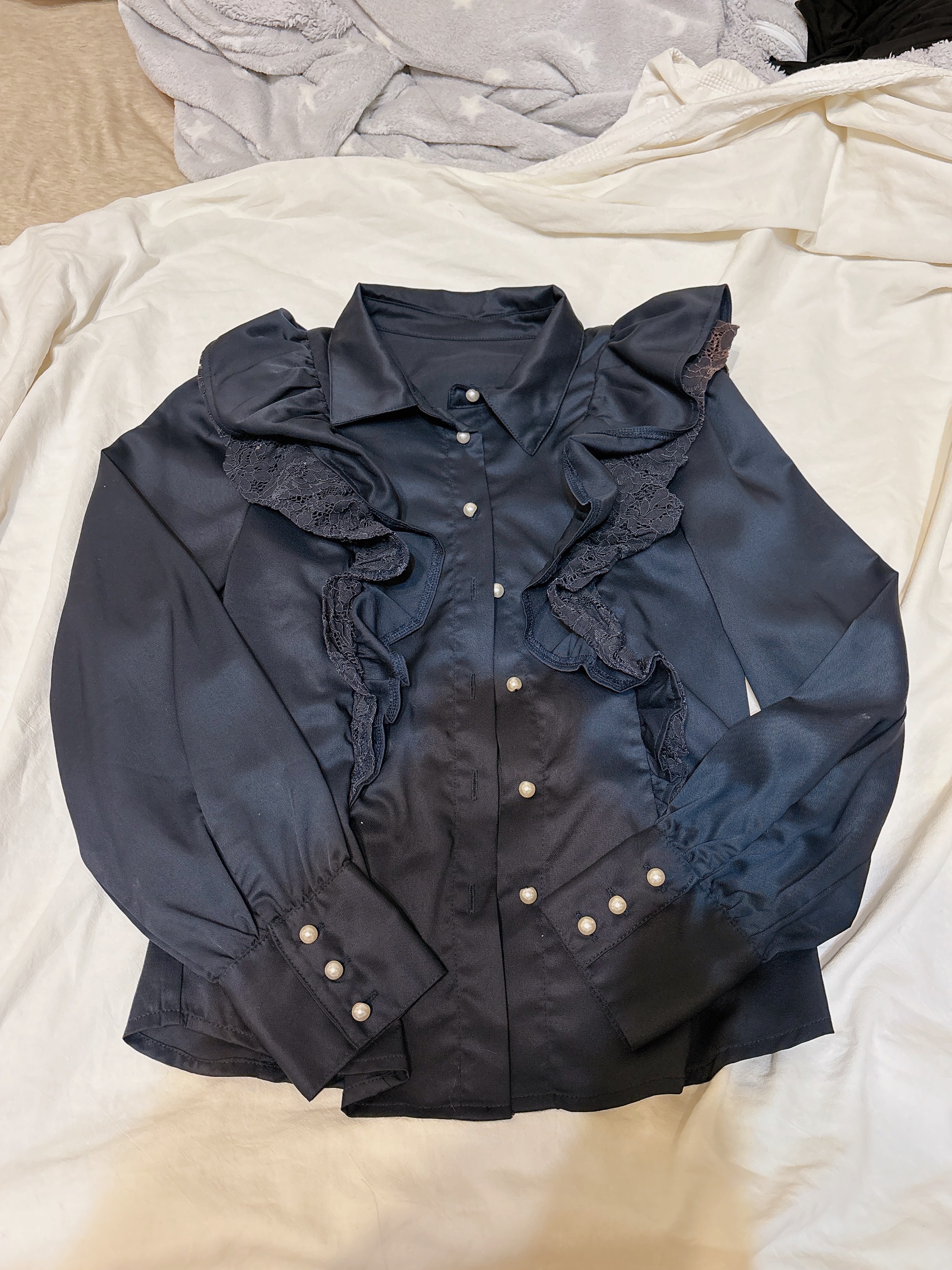 Tocco 藏藍色 荷葉邊 上衣 m尺寸