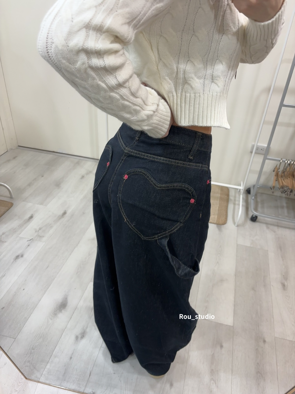 韓國同步愛心口袋彎刀褲💓