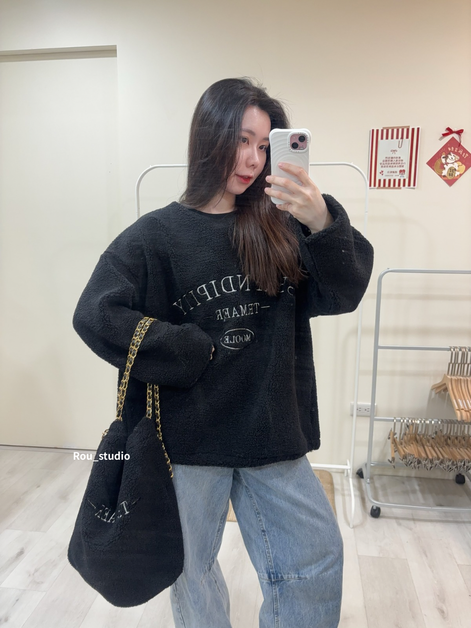 羊羔毛上衣+包包