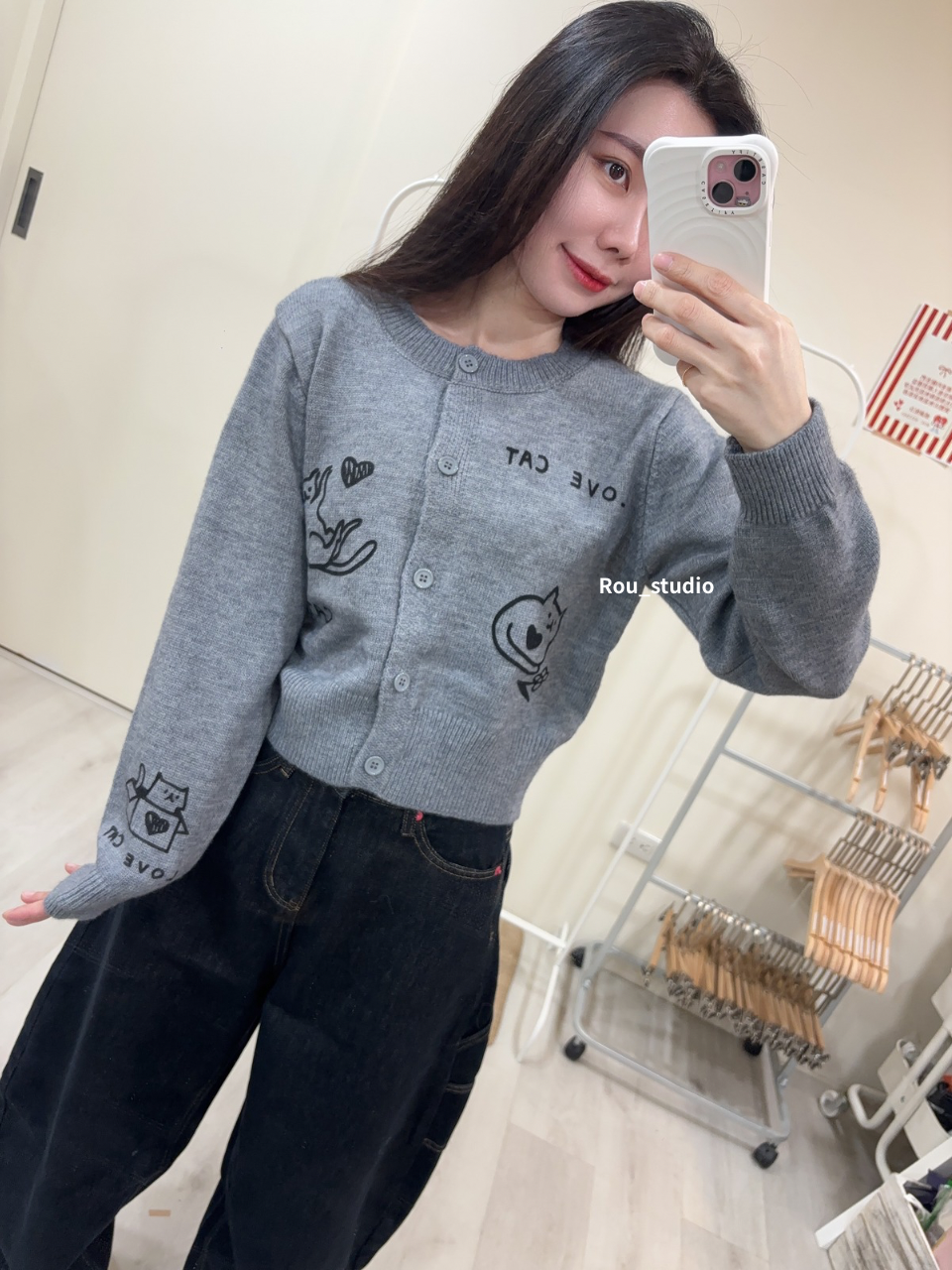 貓貓塗繪風針織上衣