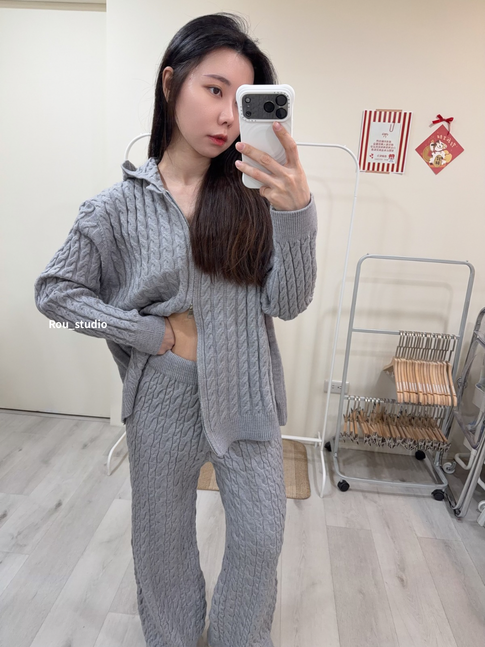 麻花紋針織套裝