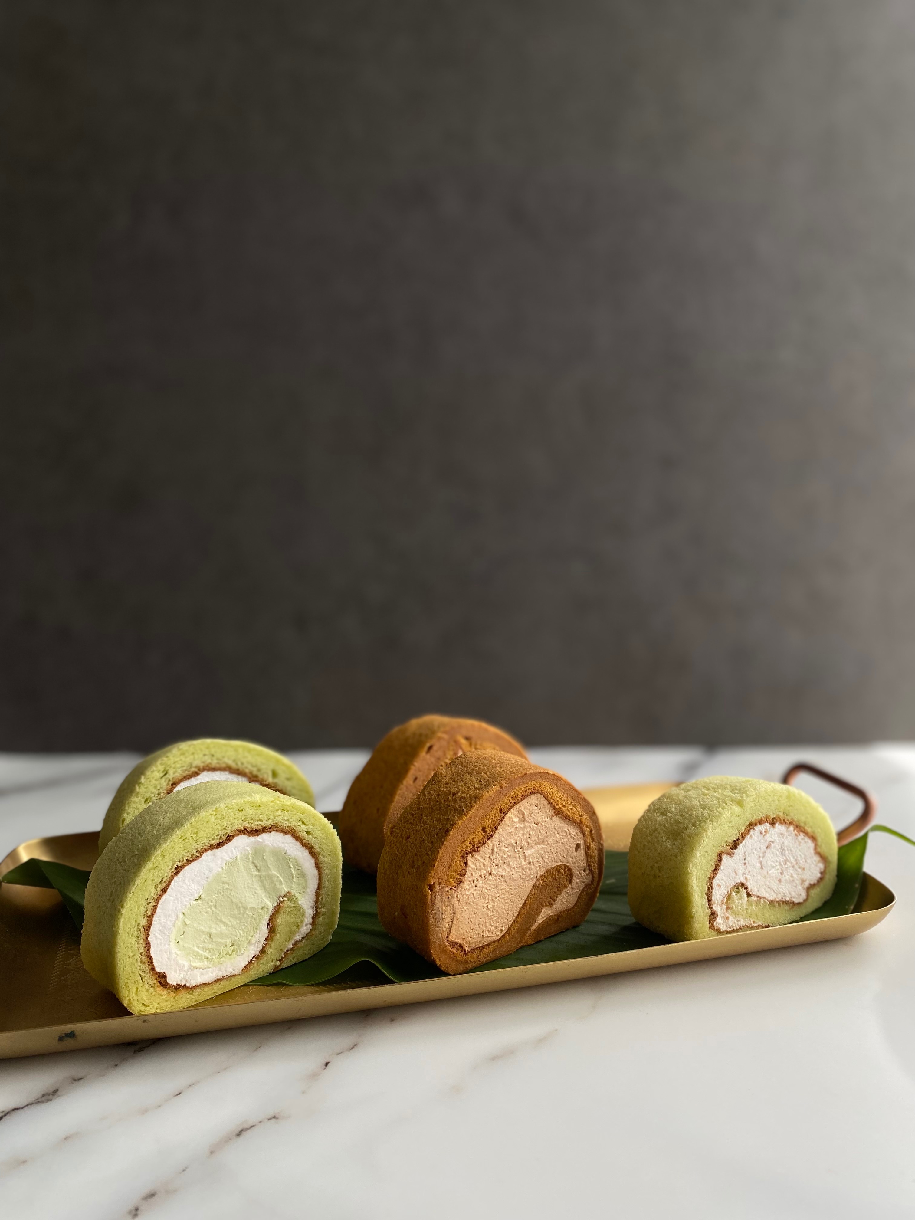 綜合南洋風味生乳捲（共5片，香蘭2、泰奶2、椰奶花生1）