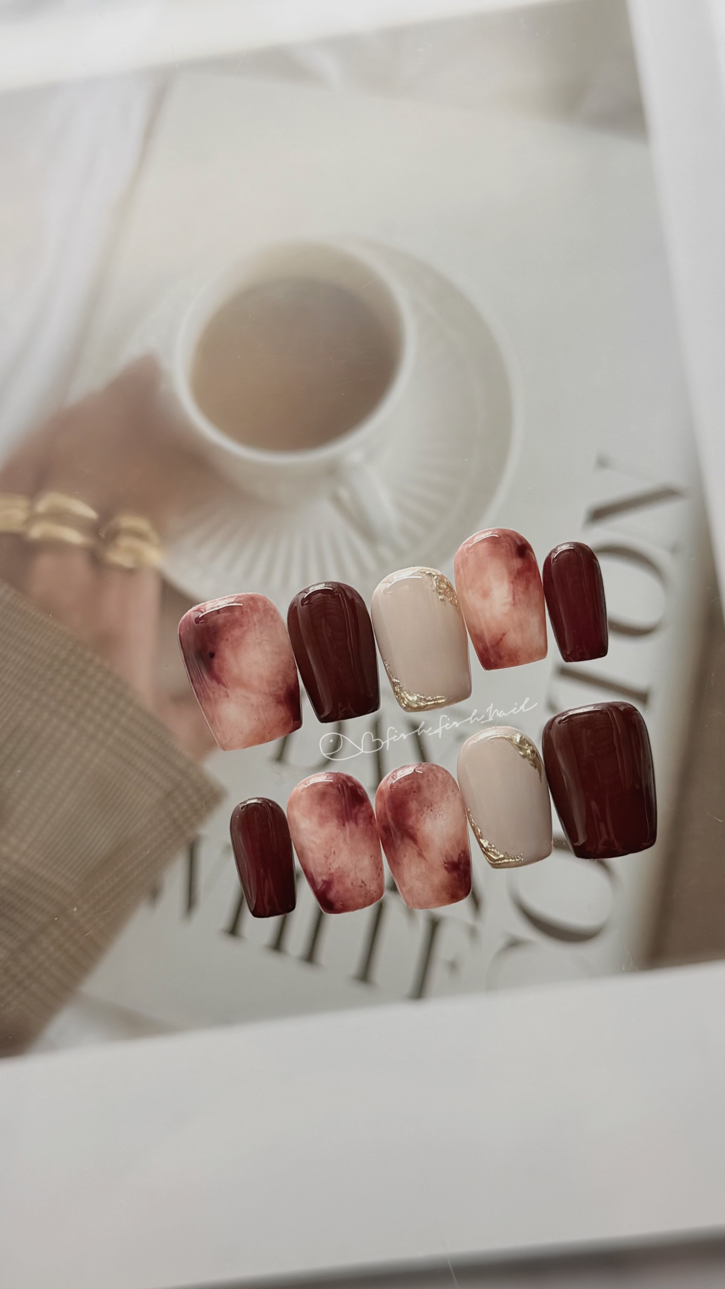 酒霧｜Wine Mist Marble Set 04 酒紅色暈染