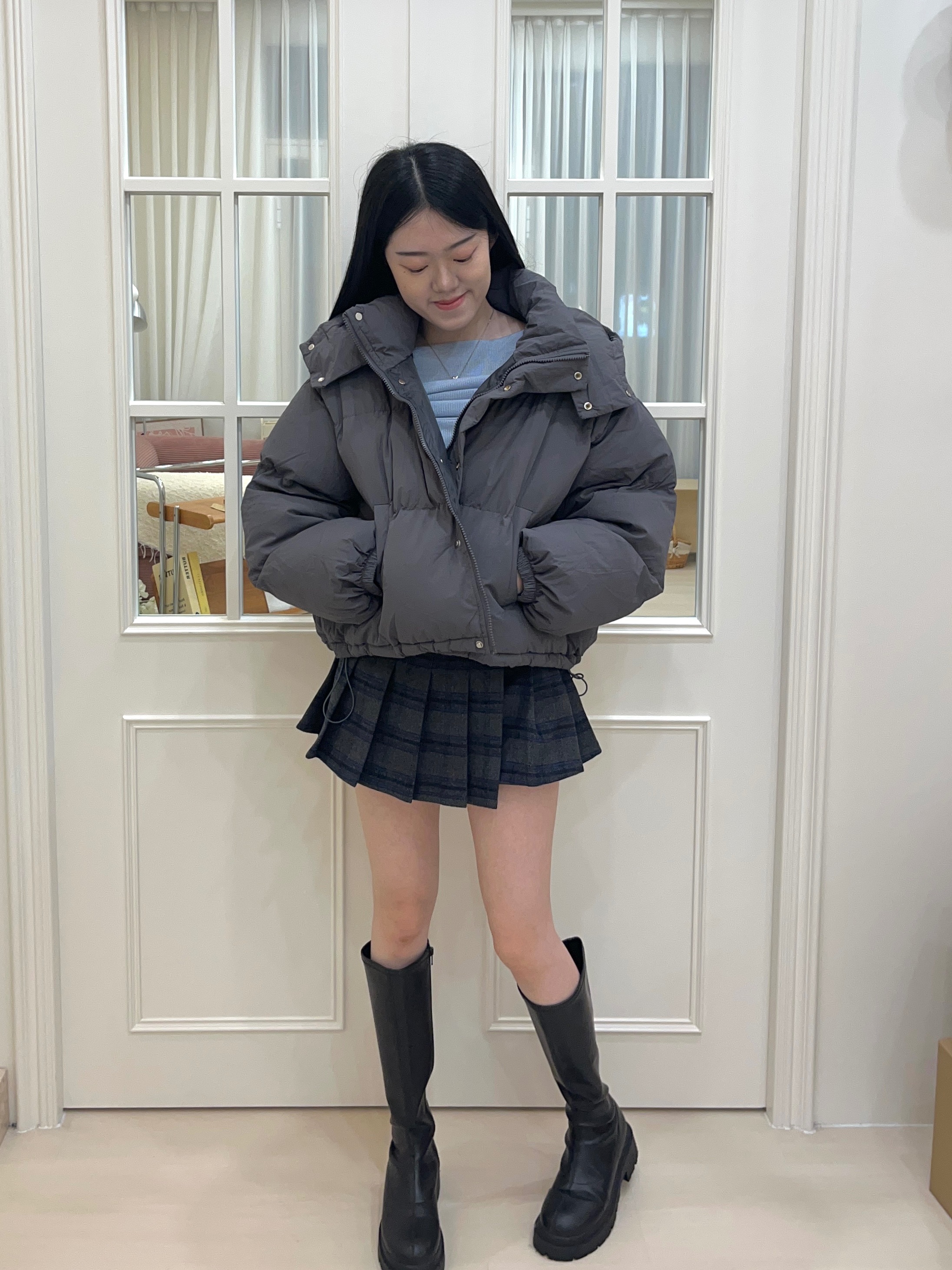 冬天必備的麵包外套 藍紫灰/卡其