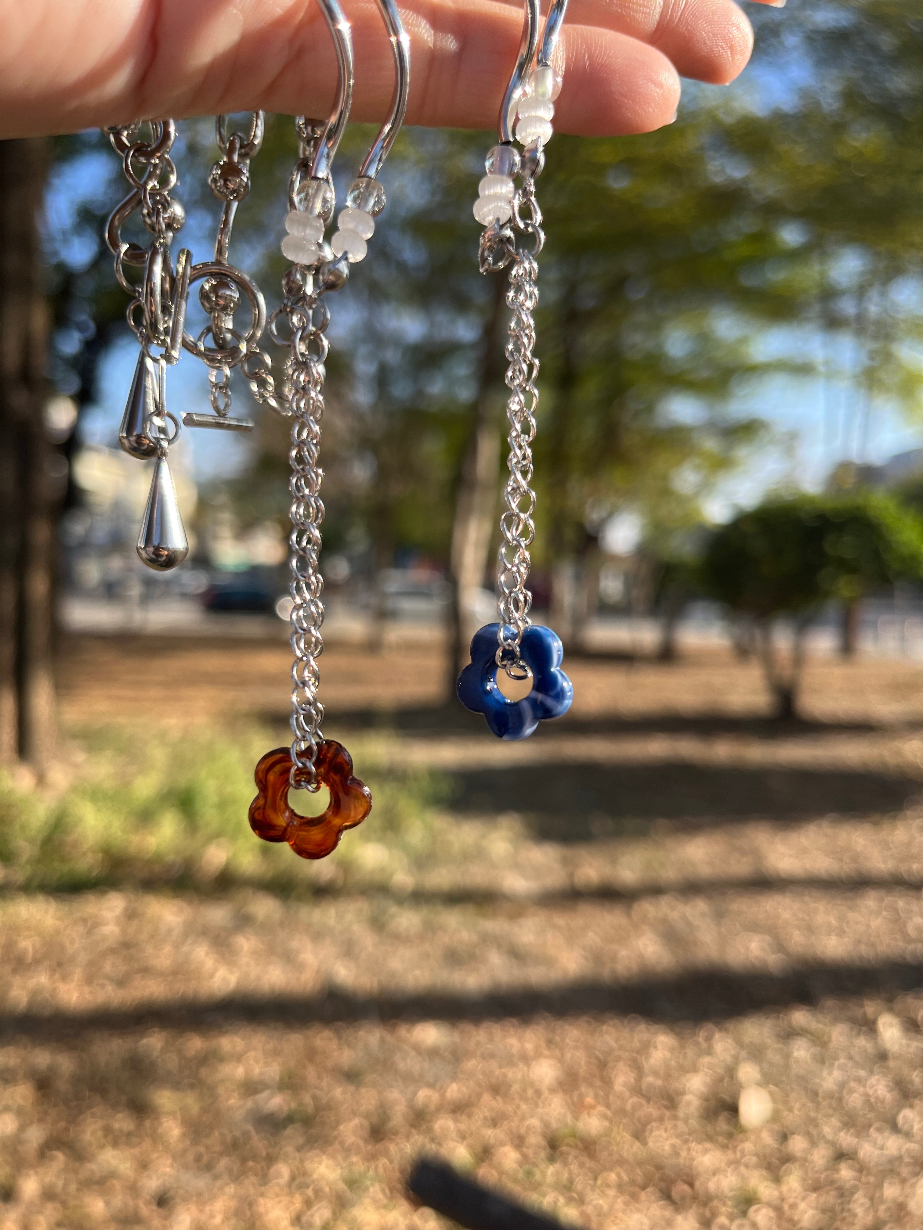 兩戴款┃藍系＆琥珀小花