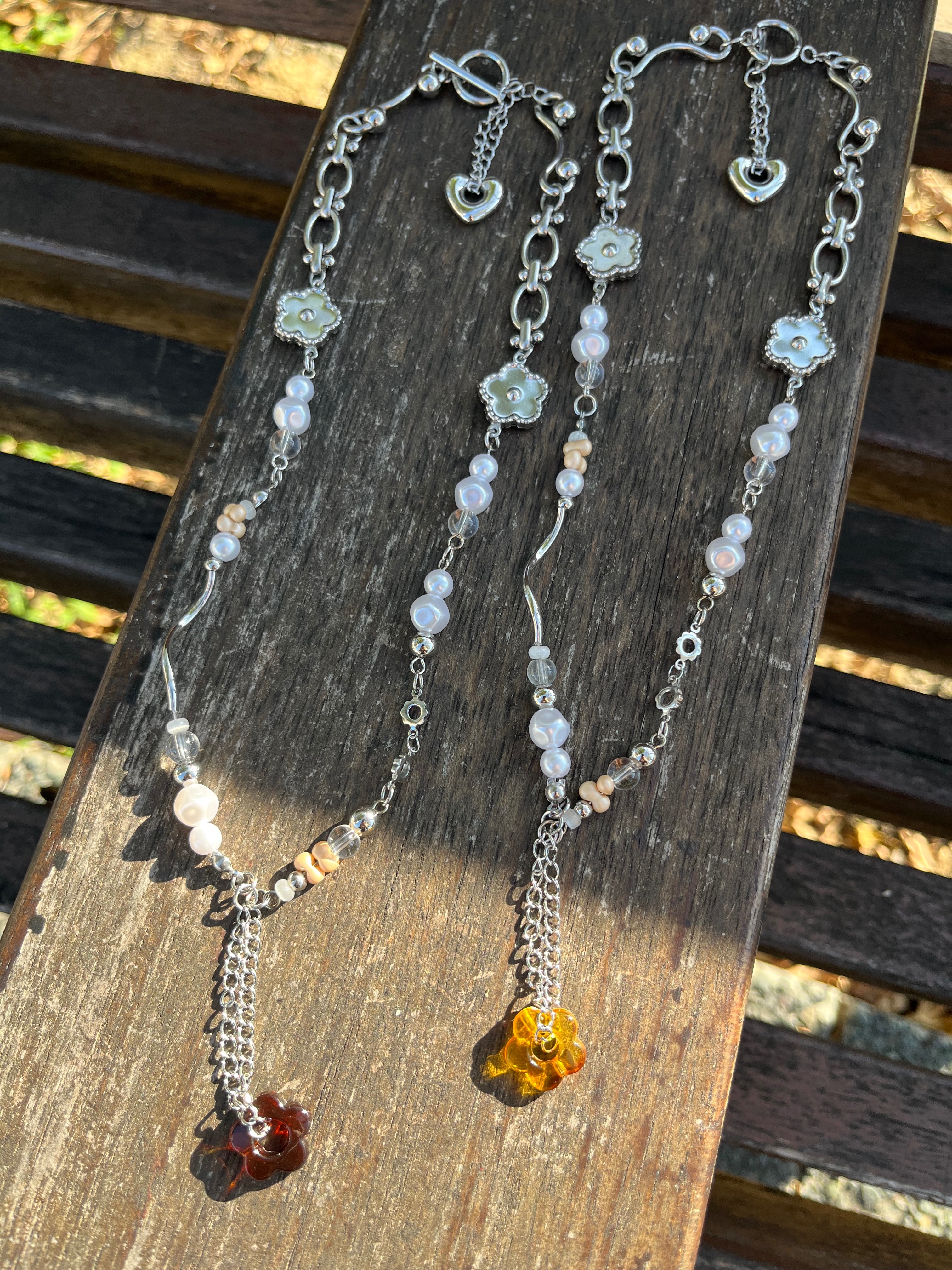 兩戴款┃琥珀小花＆簍空愛心