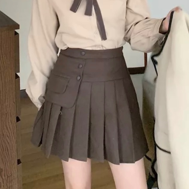 【全新】學院風百褶短裙（L）