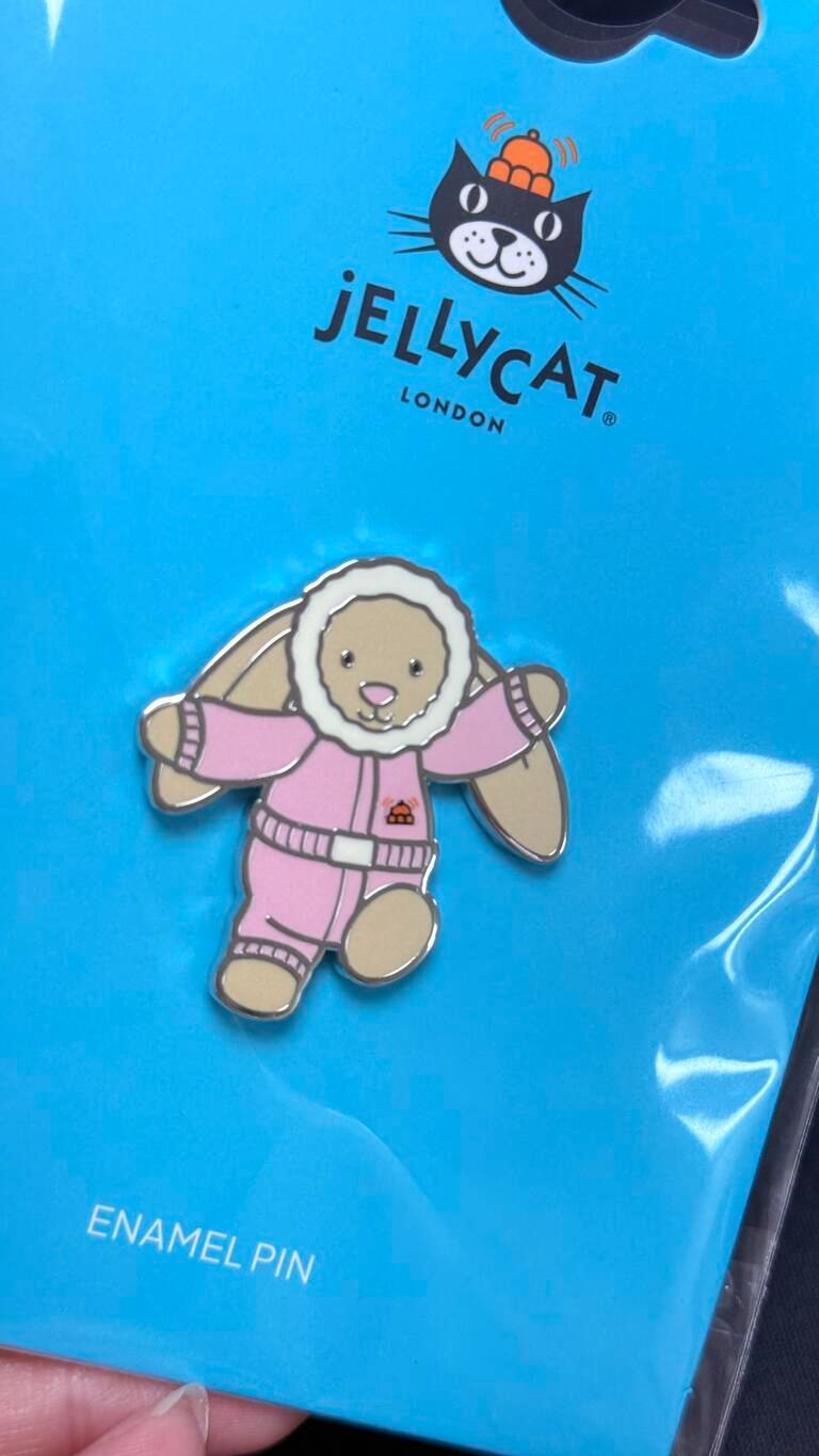 Jellycat邦尼兔 害羞邦尼兔滑雪裝 聖誕系列 徽章 別針