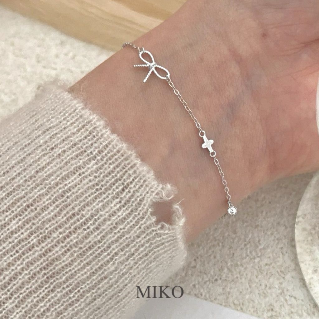 MIKO 純銀 美爆🧚‍♀️奢華蝴蝶結＆鋯石手鏈 純銀手鍊 闆娘自留款🫶B0020