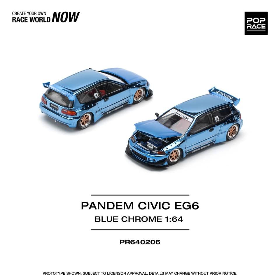 POP RACE  PR640206 PANDEM CIVIC EG6 - BLUE CHROME